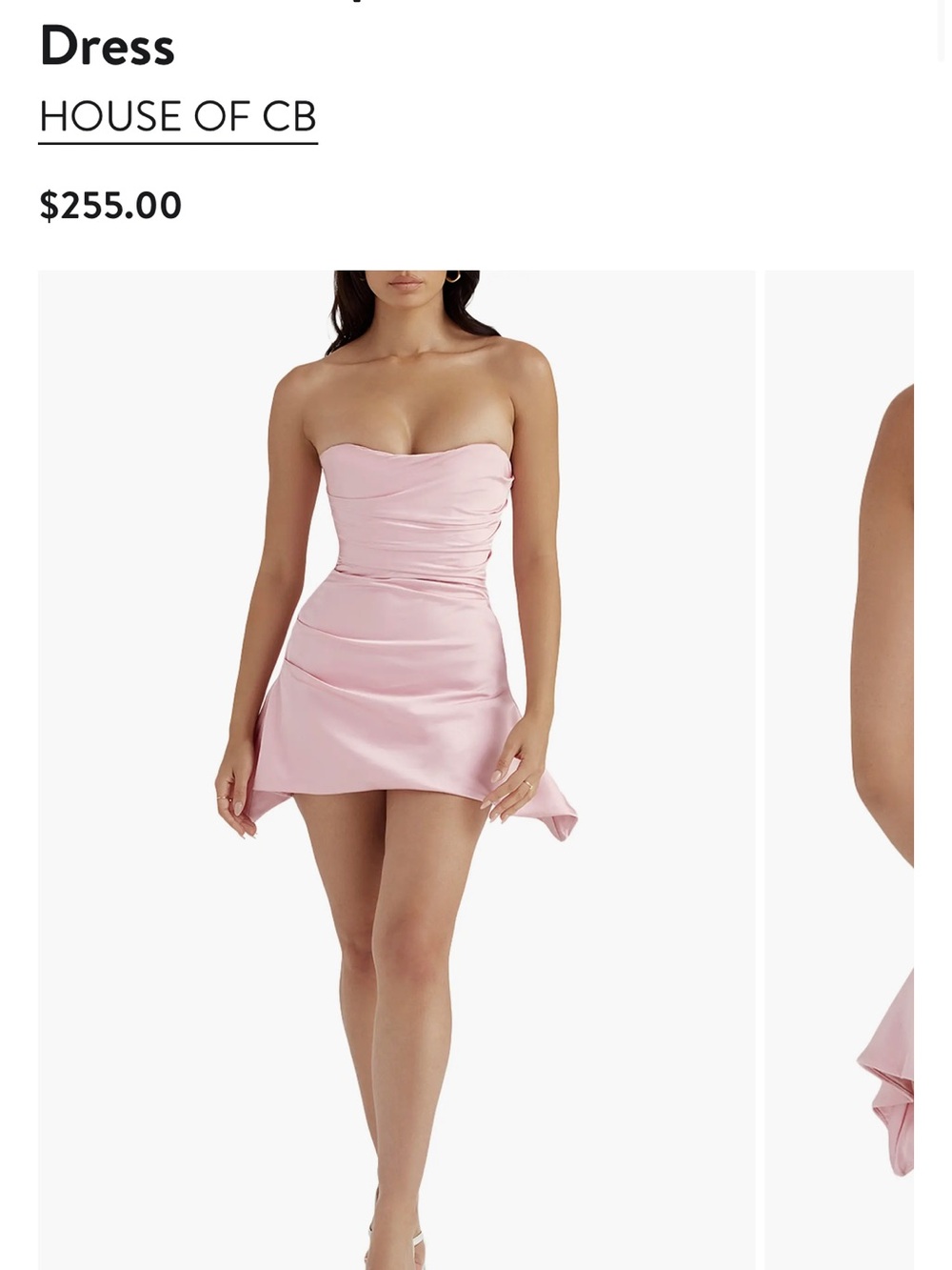 House of CB jasmine Pink Strapless Satin Mini Dress